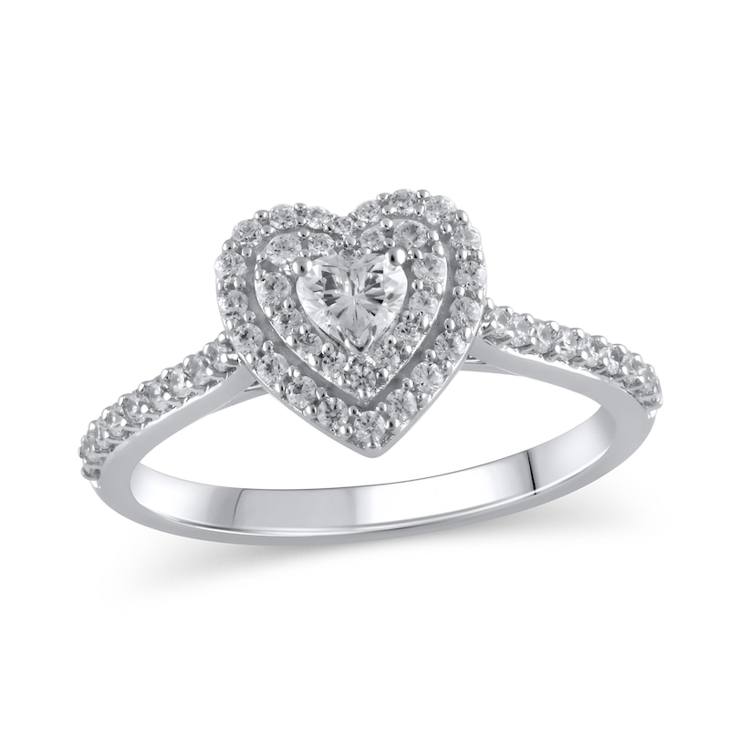 Zales 1 Ct. T.W. Heart-Shaped Diamond Frame Ring in 14K White Gold