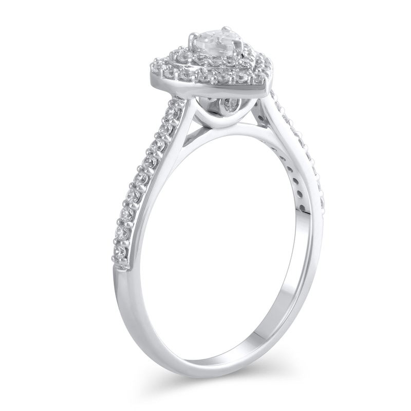 1/2 CT. T.W. Heart-Shaped Diamond Double Frame Engagement Ring in 10K White Gold