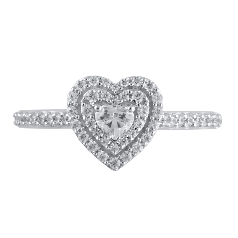 1/2 CT. T.W. Heart-Shaped Diamond Double Frame Engagement Ring in 10K White Gold