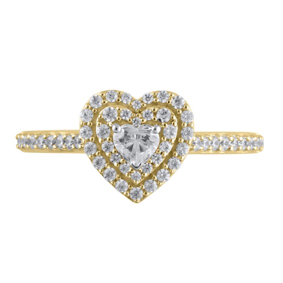 1/2 CT. T.w. Heart-Shaped Diamond Double Frame Engagement Ring in 10K Gold