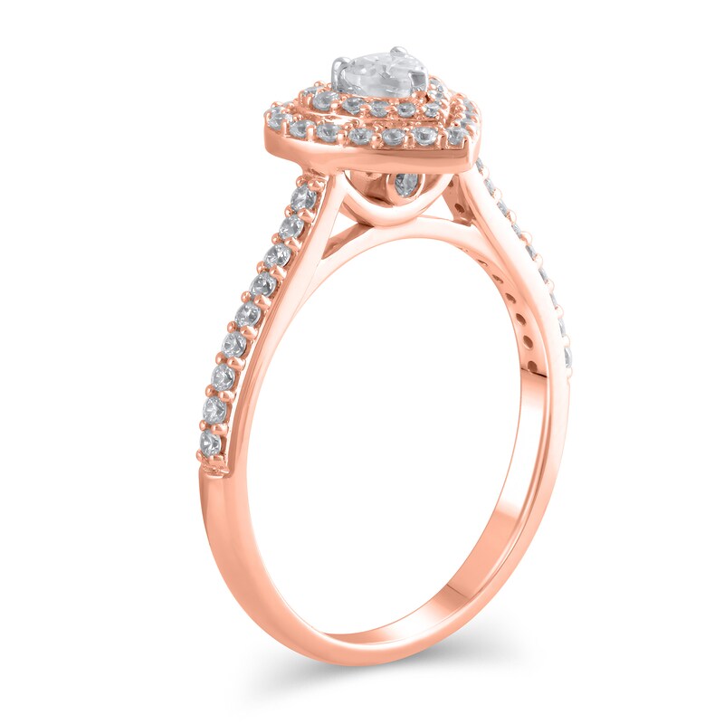 Main Image 2 of 1/2 CT. T.W. Heart-Shaped Diamond Double Frame Engagement Ring in 10K Rose Gold