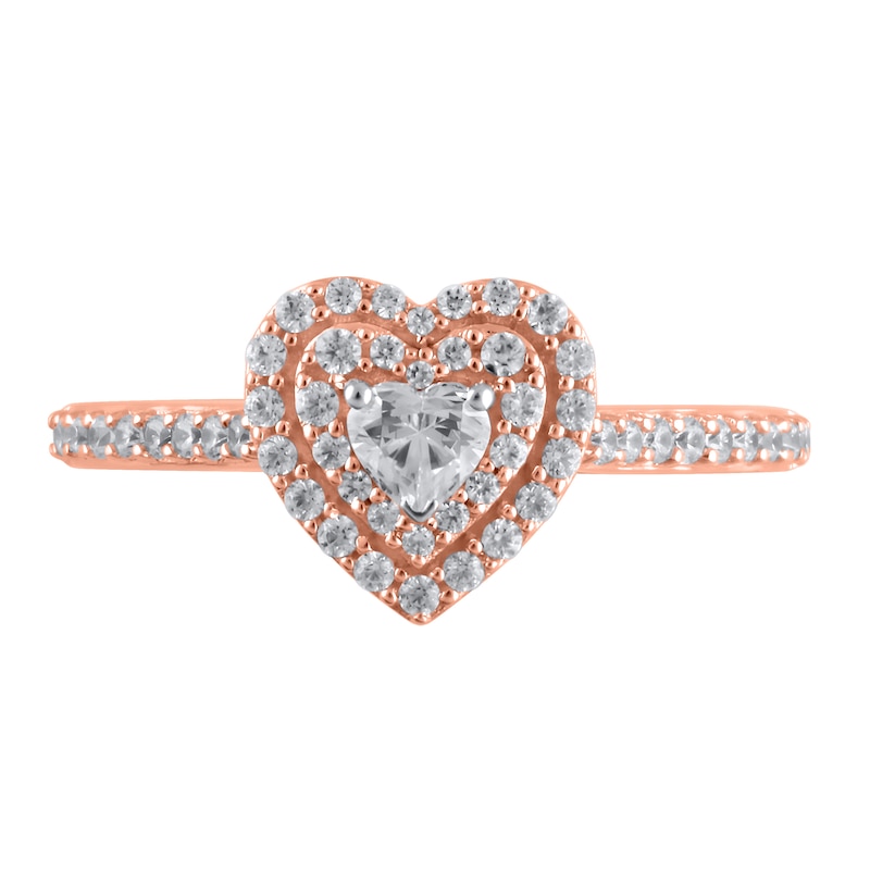 1/2 CT. T.W. Heart-Shaped Diamond Double Frame Engagement Ring in 10K Rose Gold