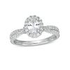 Thumbnail Image 1 of 1 CT. T.W. GIA-Graded Oval Diamond Frame Twist Shank Engagement Ring in 14K White Gold (I/SI2)