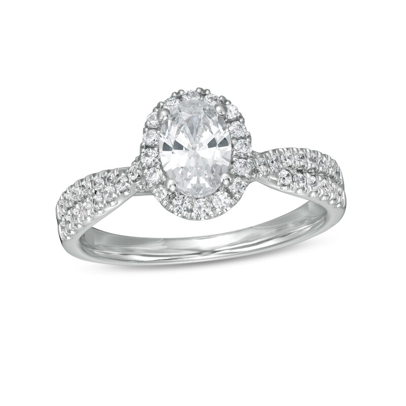 1 CT. T.W. GIA-Graded Oval Diamond Frame Twist Shank Engagement Ring in ...