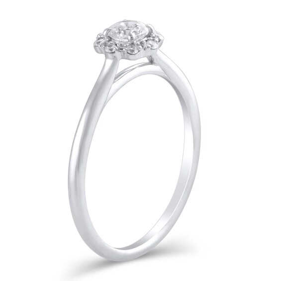 3/8 CT. T.w. Diamond Flower Frame Engagement Ring in 10K White Gold