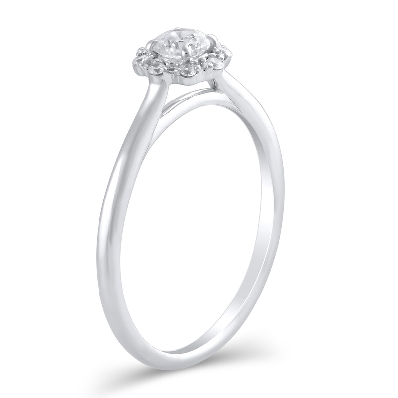 Main Image 2 of 3/8 CT. T.W. Diamond Flower Frame Engagement Ring in 10K White Gold