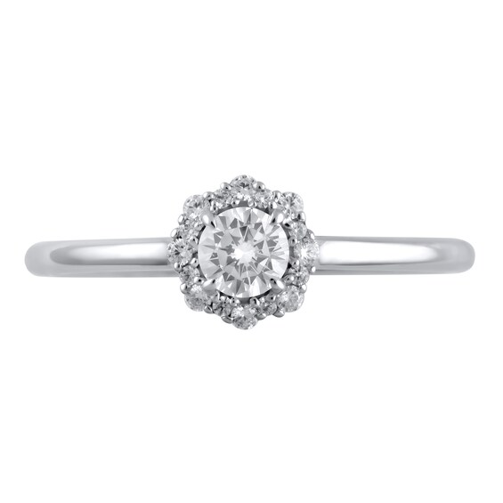 3/8 CT. T.w. Diamond Flower Frame Engagement Ring in 10K White Gold