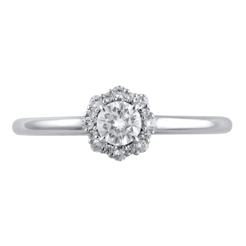 Main Image 3 of 3/8 CT. T.W. Diamond Flower Frame Engagement Ring in 10K White Gold