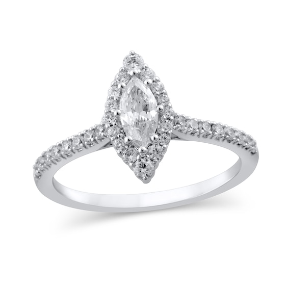 5/8 CT. T.w. Marquise Diamond Frame Engagement Ring in 10K White Gold
