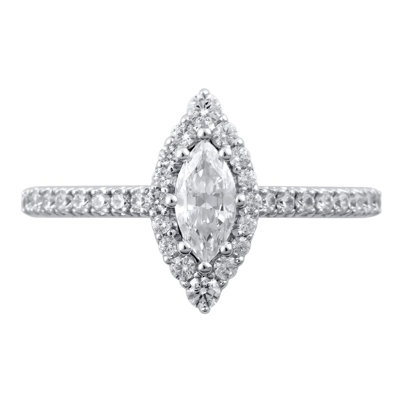 Main Image 3 of 5/8 CT. T.W. Marquise Diamond Frame Engagement Ring in 10K White Gold
