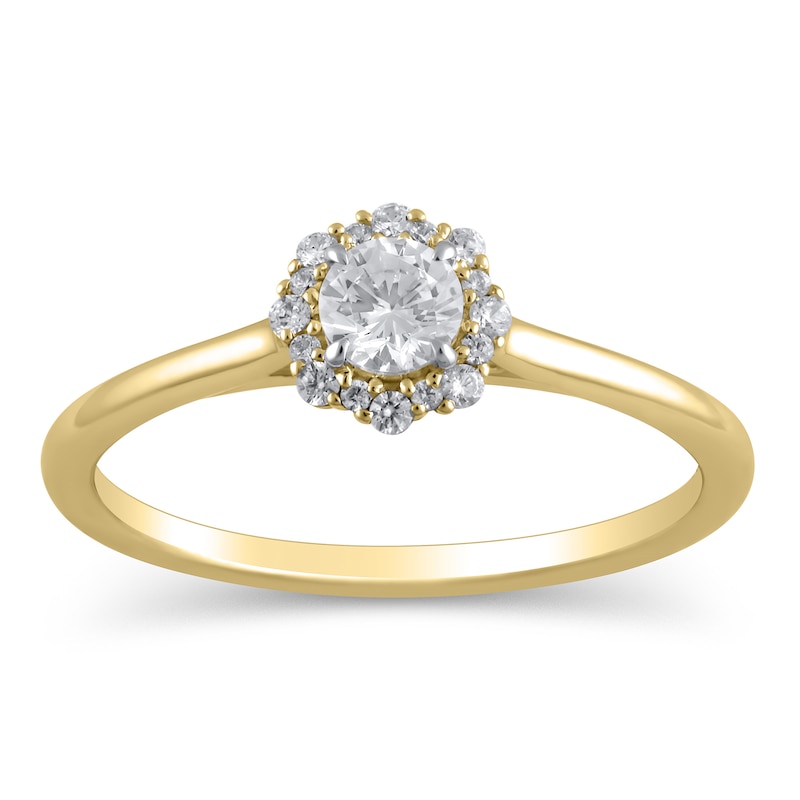 Main Image 1 of 3/8 CT. T.W. Diamond Flower Frame Engagement Ring in 10K Gold