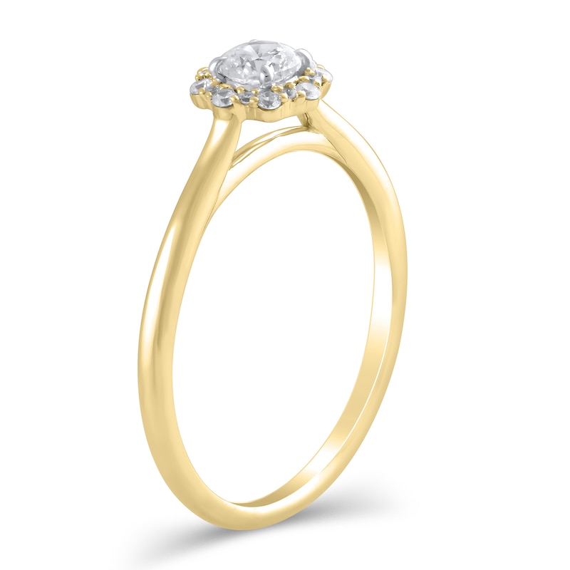 Main Image 2 of 3/8 CT. T.W. Diamond Flower Frame Engagement Ring in 10K Gold