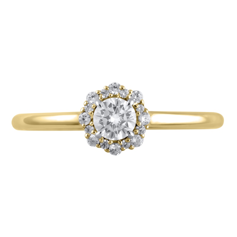 Main Image 3 of 3/8 CT. T.W. Diamond Flower Frame Engagement Ring in 10K Gold