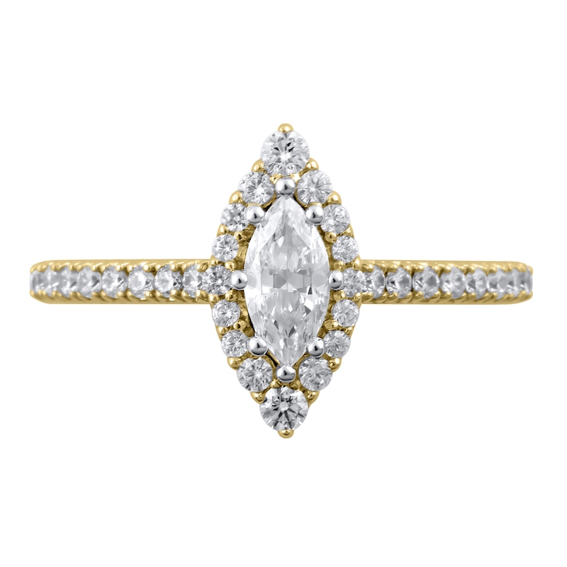 Main Image 3 of 5/8 CT. T.W. Marquise Diamond Frame Engagement Ring in 10K Gold