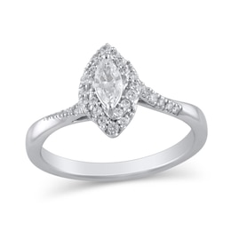 1/2 CT. T.W. Marquise Diamond Swirl Frame Engagement Ring in 10K White Gold