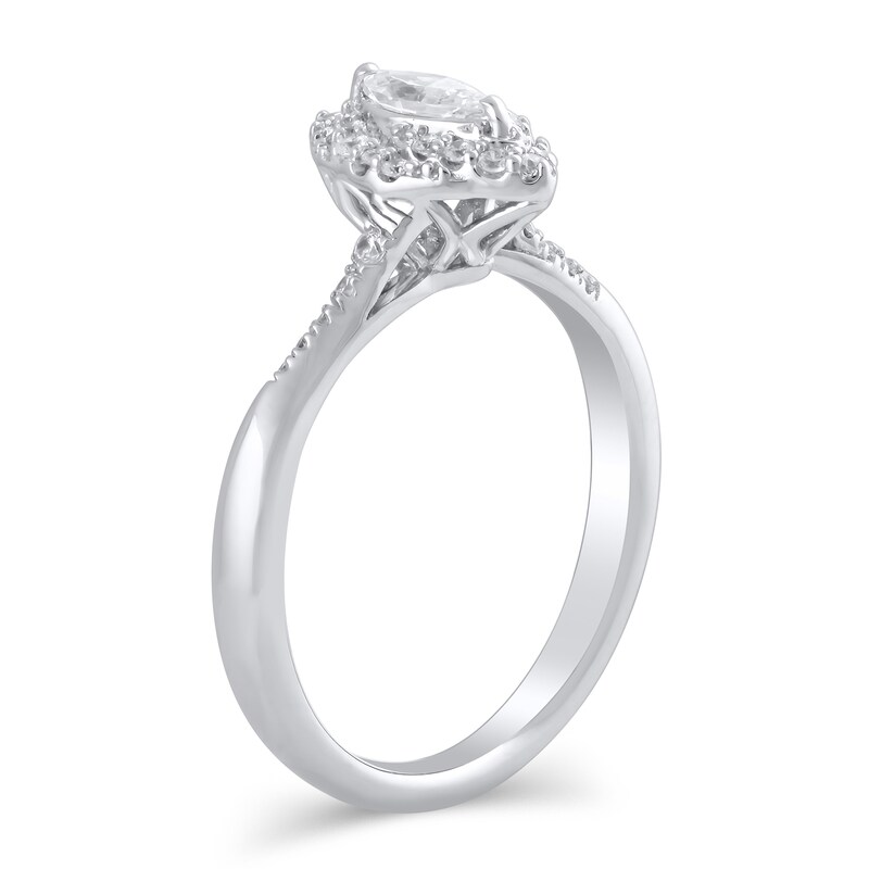 Main Image 2 of 1/2 CT. T.W. Marquise Diamond Swirl Frame Engagement Ring in 10K White Gold