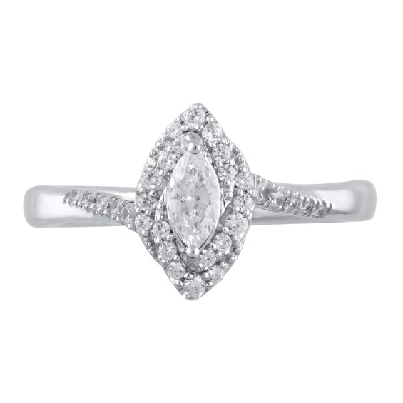 1/2 CT. T.w. Marquise Diamond Swirl Frame Engagement Ring in 10K White Gold