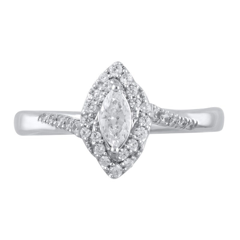 Main Image 3 of 1/2 CT. T.W. Marquise Diamond Swirl Frame Engagement Ring in 10K White Gold