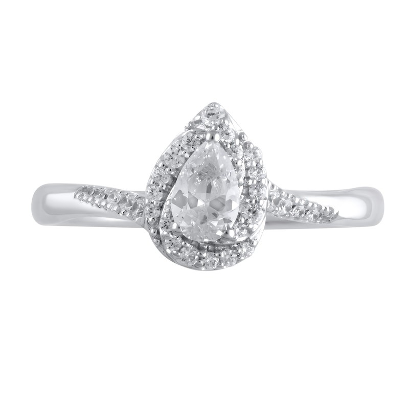 Main Image 3 of 1/2 CT. T.W. Pear-Shaped Diamond Swirl Frame Engagement Ring in 10K White Gold