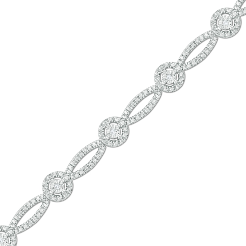 Main Image 1 of 1/10 CT. T.W. Diamond Frame and Marquise Shape Alternating Bracelet in Sterling Silver - 7.5"