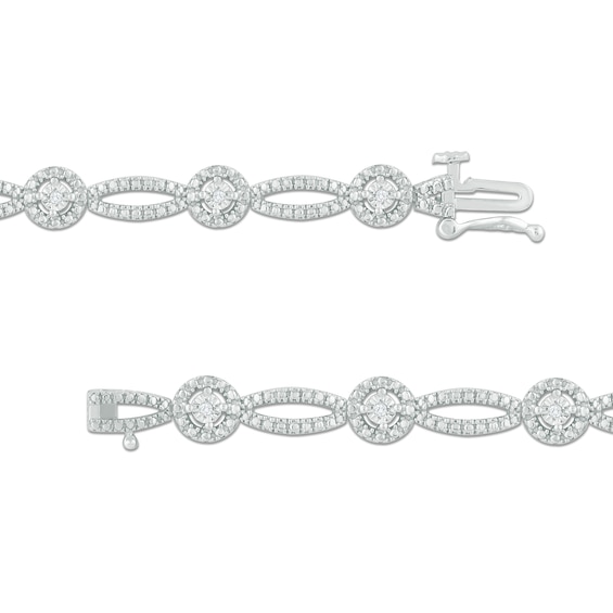 1/10 CT. T.w. Diamond Frame and Marquise Shape Alternating Bracelet in Sterling Silver - 7.5"