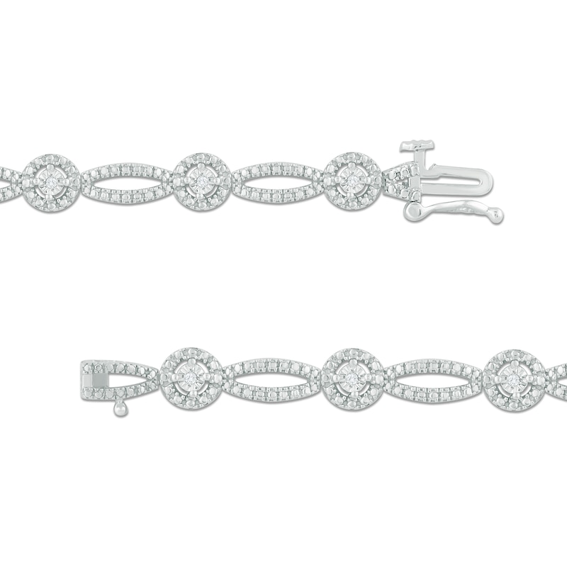 Main Image 2 of 1/10 CT. T.W. Diamond Frame and Marquise Shape Alternating Bracelet in Sterling Silver - 7.5"