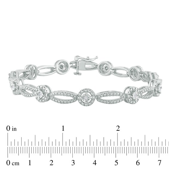 1/10 CT. T.w. Diamond Frame and Marquise Shape Alternating Bracelet in Sterling Silver - 7.5"