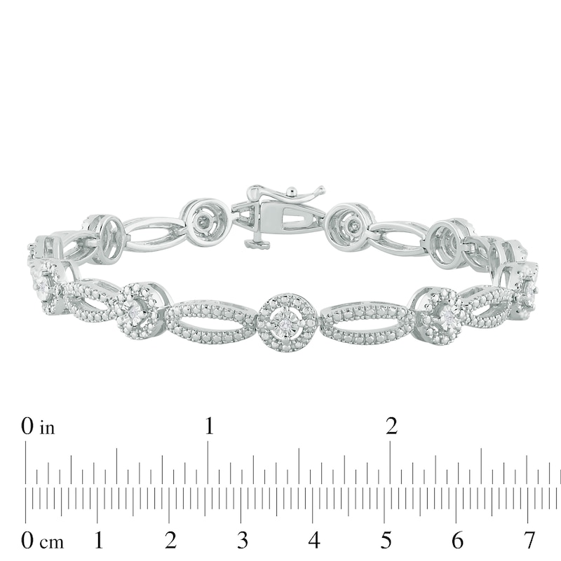 Main Image 3 of 1/10 CT. T.W. Diamond Frame and Marquise Shape Alternating Bracelet in Sterling Silver - 7.5"
