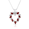 Thumbnail Image 0 of Marquise Ruby and 1/5 CT. T.W. Diamond Leaf Alternating Wreath Heart Pendant in 14K White Gold