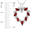 Thumbnail Image 1 of Marquise Ruby and 1/5 CT. T.W. Diamond Leaf Alternating Wreath Heart Pendant in 14K White Gold