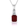 Thumbnail Image 0 of Emerald-Cut Garnet and 1/6 CT. T.W. Diamond Graduated Double Row Drop Pendant in 14K White Gold