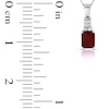 Thumbnail Image 1 of Emerald-Cut Garnet and 1/6 CT. T.W. Diamond Graduated Double Row Drop Pendant in 14K White Gold