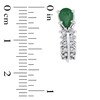 Pear-Shaped Emerald and 1/3 CT. T.W. Diamond Double Row J-Hoop Drop Earrings in 14K White Gold