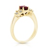 Thumbnail Image 1 of Oval Ruby and 1/3 CT. T.W. Diamond Tri-Sides Engagement Ring in 14K Gold