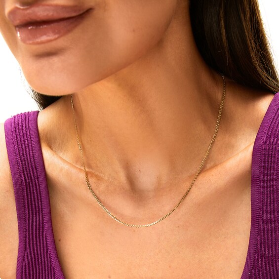 2.0mm Curb Chain Necklace in Solid 14K Gold