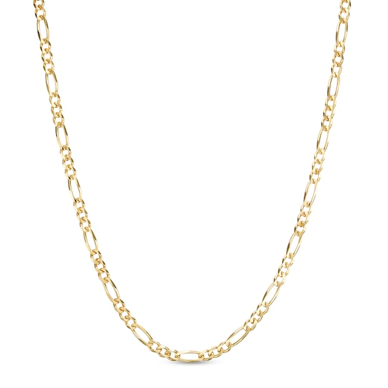 3.1mm Figaro Chain Necklace in Solid 14K Gold - 22"
