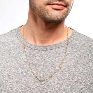 Main Image 2 of 3.1mm Figaro Chain Necklace in Solid 14K Gold - 22"