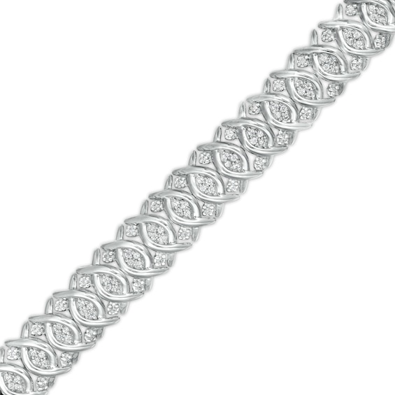 1 CT. T.w. Diamond Woven Bracelet in Sterling Silver â 7.25"