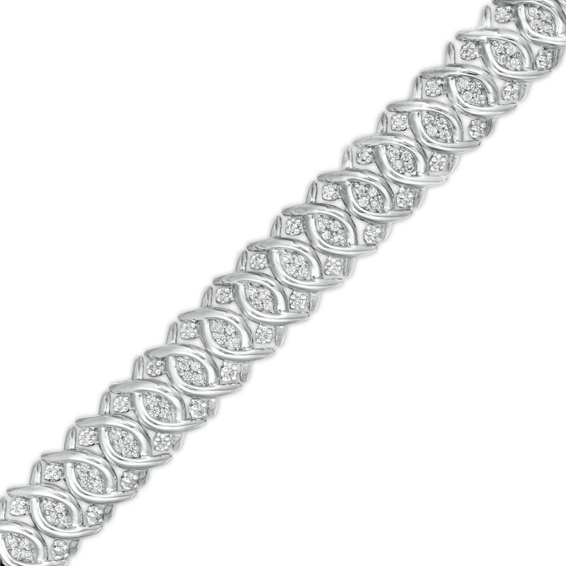 Main Image 1 of 1 CT. T.W. Diamond Woven Bracelet in Sterling Silver – 7.25&quot;