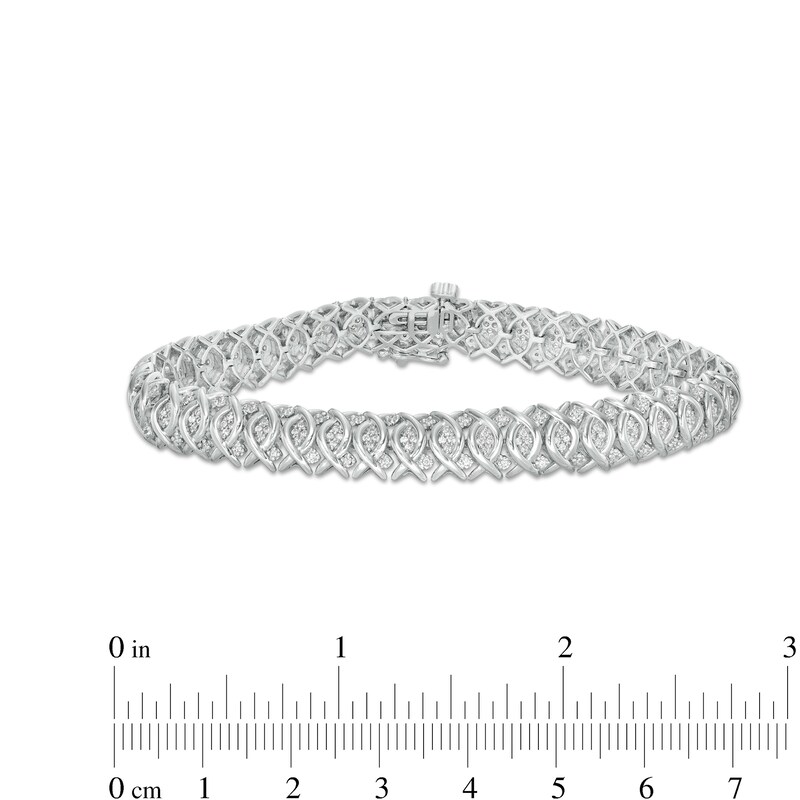 Main Image 4 of 1 CT. T.W. Diamond Woven Bracelet in Sterling Silver – 7.25&quot;