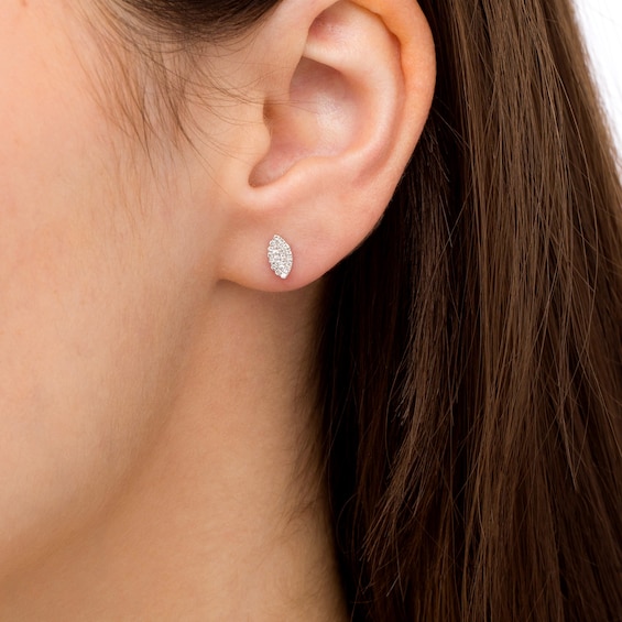 1/10 CT. T.w. Composite Marquise Diamond Stud Earrings in 10K White Gold