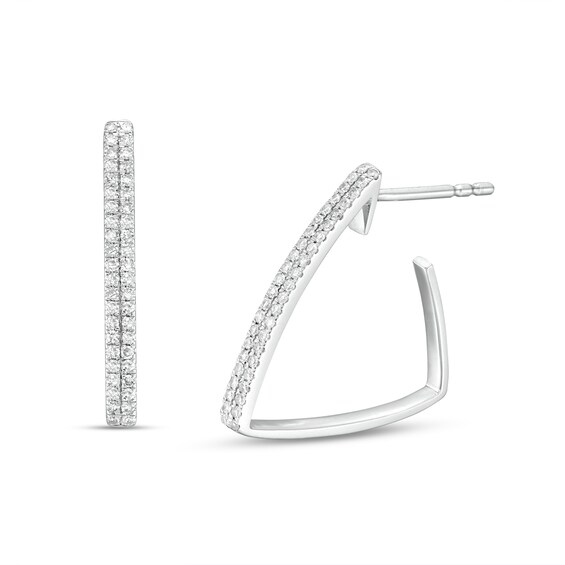 1/5 CT. T.w. Diamond Triangle Hoop Earrings in 10K White Gold