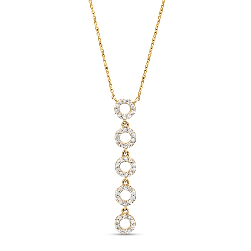 1/6 CT. T.W. Diamond Circle Drop Necklace in 10K Gold – 17"