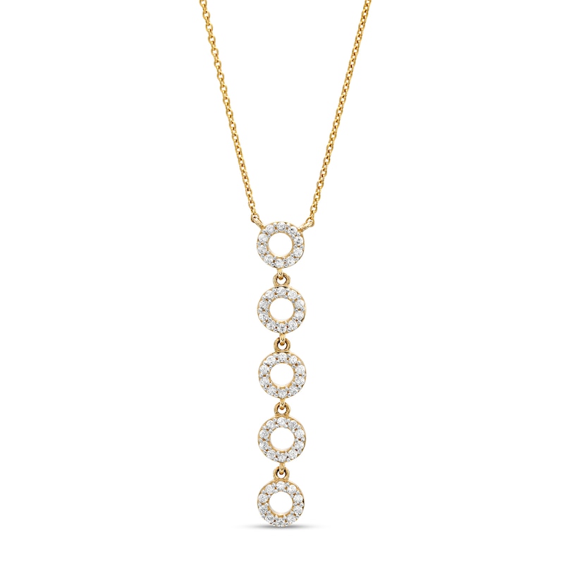 Main Image 1 of 1/6 CT. T.W. Diamond Circle Drop Necklace in 10K Gold – 17"