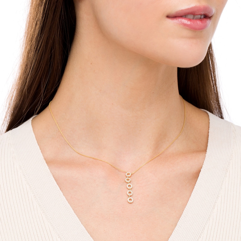 Main Image 2 of 1/6 CT. T.W. Diamond Circle Drop Necklace in 10K Gold – 17"