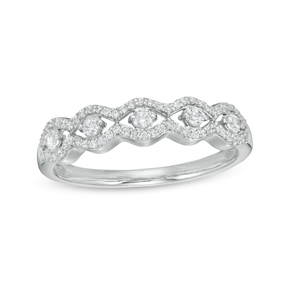 1/4 CT. T.w. Diamond Scallop Edge Ring in 10K White Gold