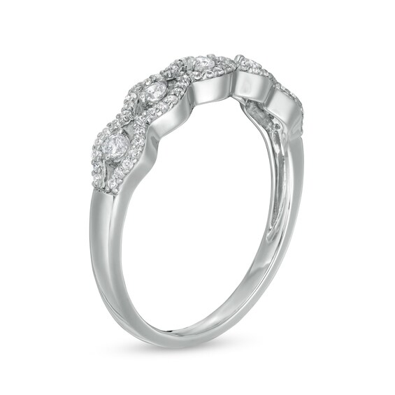 1/4 CT. T.w. Diamond Scallop Edge Ring in 10K White Gold