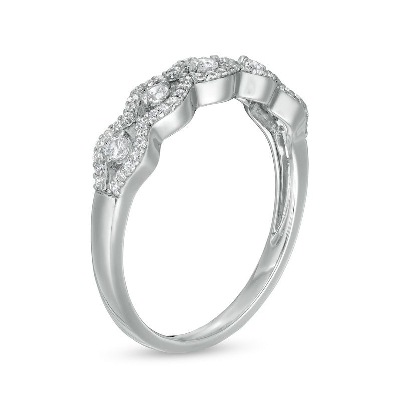 Main Image 3 of 1/4 CT. T.W. Diamond Scallop Edge Ring in 10K White Gold