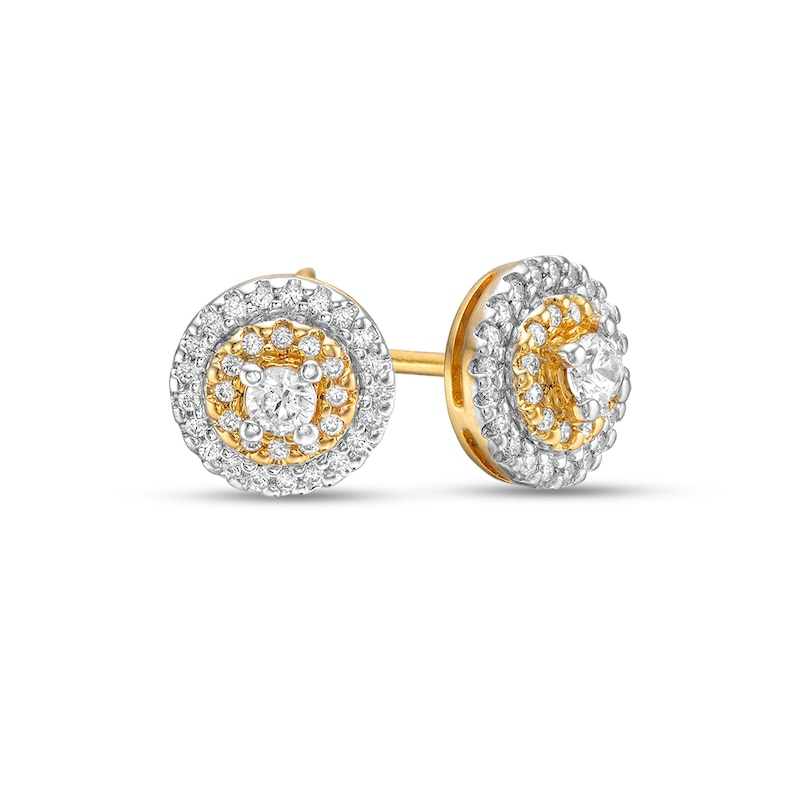 1/3 CT. T.W. Diamond Double Frame Stud Earrings in 10K Gold