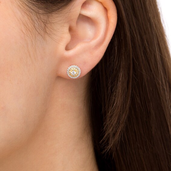 1/3 CT. T.w. Diamond Double Frame Stud Earrings in 10K Gold